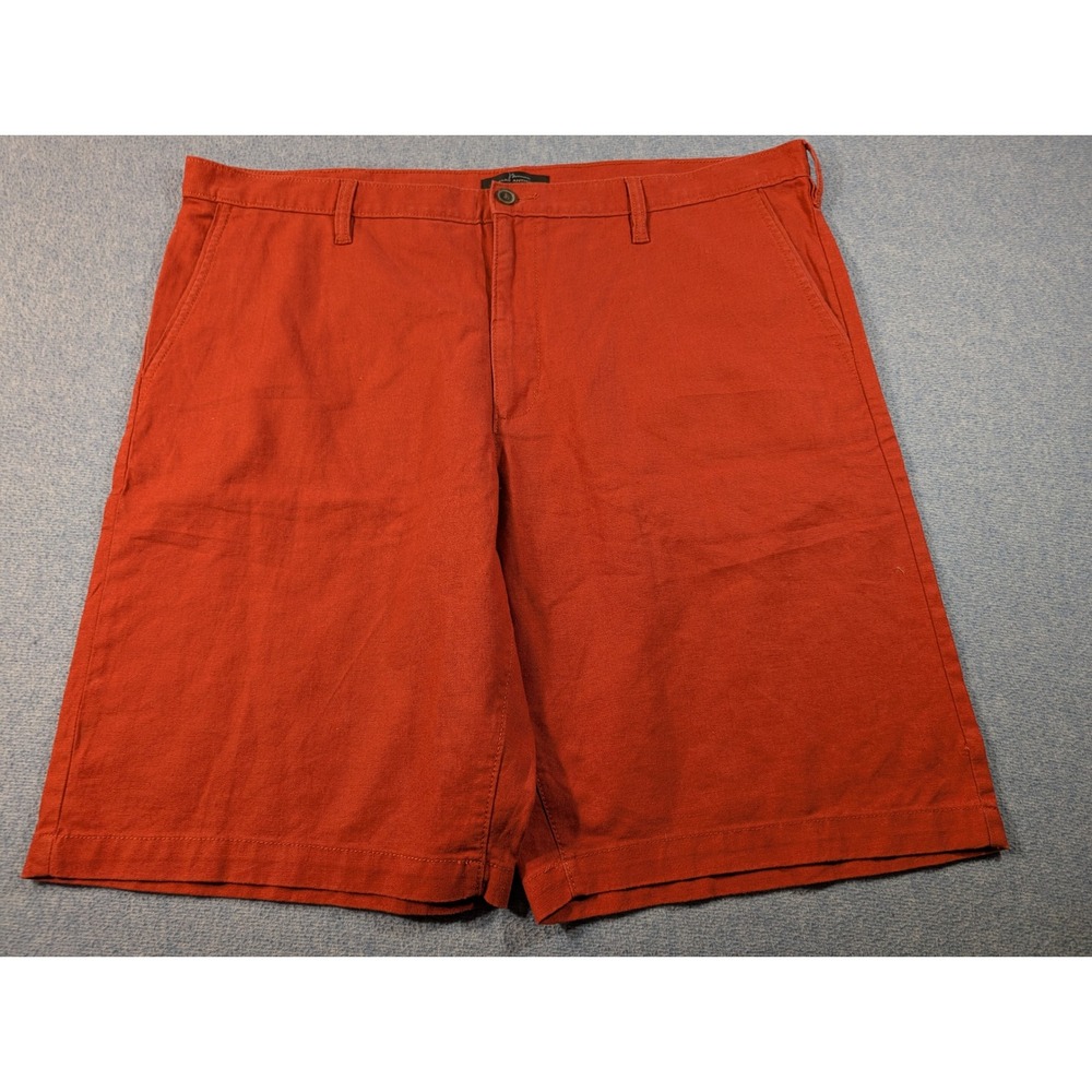 Marc Anthony Mens 42 Rust Orange Linen Cotton Blend Flat Front Casual Shorts